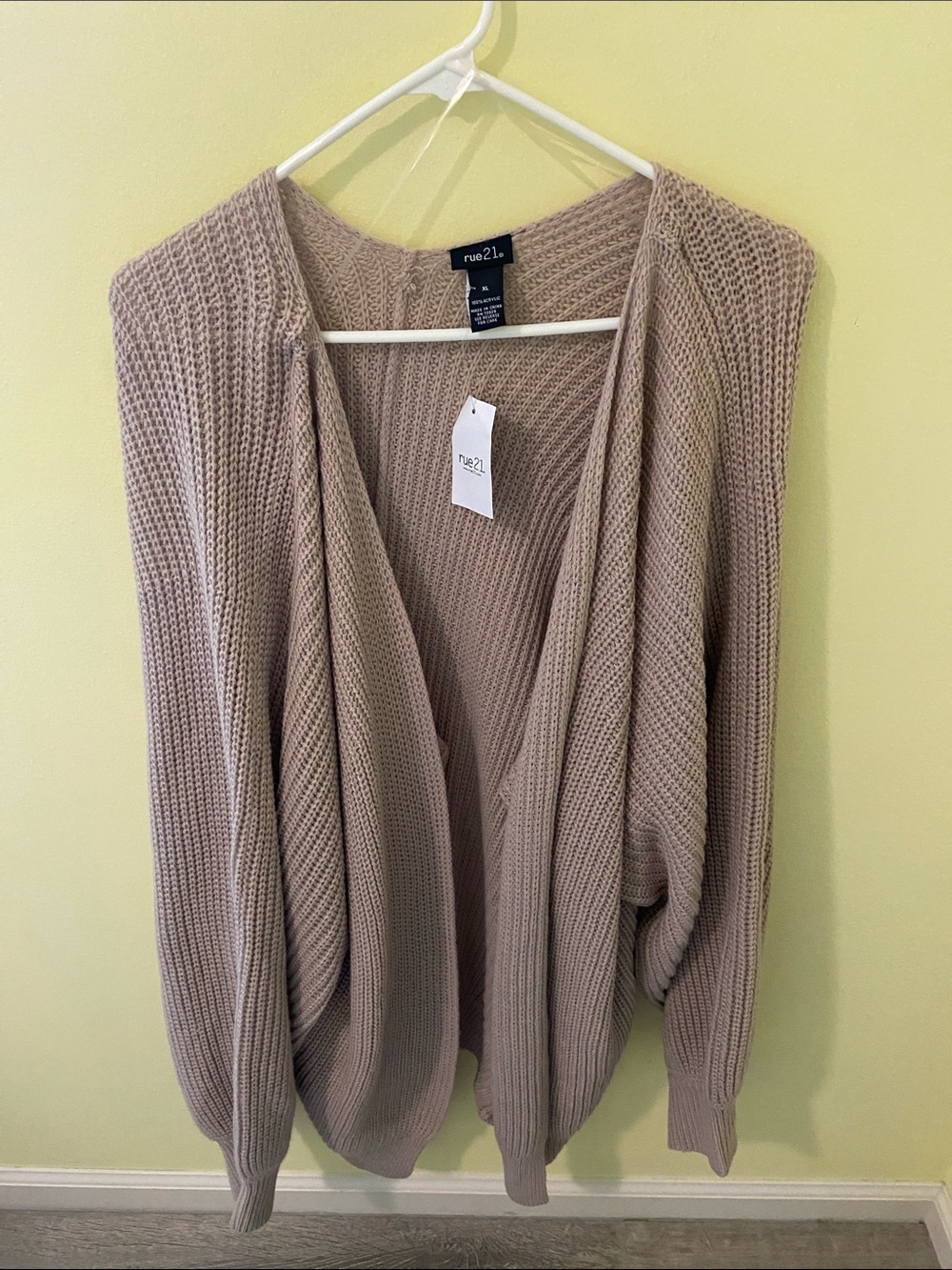 rue21 Taupe Draped Knit Cardigan